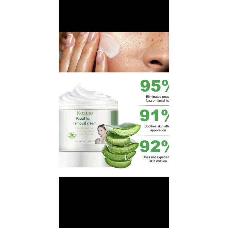 Rozino 3 Facial Hair Removal Aloe Vera Cream 1.75 FL
