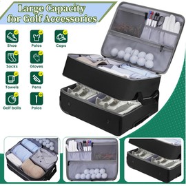 Golf Trunk Organizer with Wheels,Golf Gifts for Men,Waterproof Golf Trunk Organizer for Car, with Separate Ventilated Compartment for 2 Pair Shoes