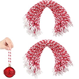 UCLEVER 500pcs Christmas Ornament Hooks Ornament String with Snap for Christmas Tree Decoration Easy Locking Ornament Hangers for Xmas Holiday Party Hanging Decor