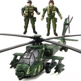 OTONOPI Rotorcraft Military Helicopter Pull Back Army Airplane Toys with Lights and Sounds Diecast Air Force Model Plane Birthday Xmas Gifts for Boys and Girls, Bonus with 2 of Army Men Action Figures
