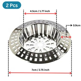 2 Pcs Plastic Sink Strainer Large 70mm Chrome Plastic Replacement Kitchen Sink Strainer Waste Plugs Drain Filter Hair Stopper for Kitchen Bathroom Bathtub Shower