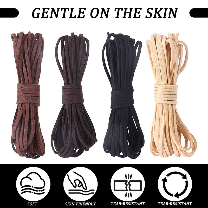 Vaniika Leather Cord, 4 Pcs 5 m x 3 mm