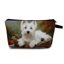 MoCaliduccious Cute West Highland Terrier Print Women Makeup Bag Travel Dog Gifts for Dog Lovers Cosmetic Bag Organizer Small Zipper Toiletry Bag