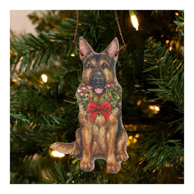 German Shepherd with Wreath Ornament
