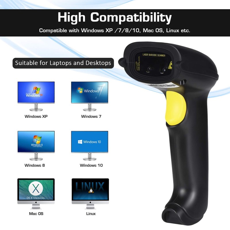 WoneNice Hands-Free USB Barcode Scanner with Stand for Retail, POS