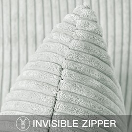 Artscope Cozy Striped Corduroy Cushion Cover 30x50cm Super Soft Decorative Oblong Throw Pillow Covers Case for Sofa Couch Bedroom Car Decor 12 x 20 Inches, Light Gray