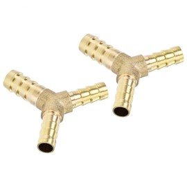 YOKIVE 2 Pcs Brass Reducing Hose Barb, Y Shaped 3 Way Joint Splicer Mender Fitting Union | Hose Fittings, Great for Water, Fuel (Brass, 3/8 x 5/16 x 5/16-Inch)