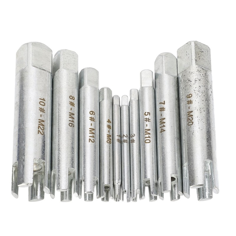 10Pcs Screw Tap Extractor Set Quenched Alloy Steel Broken Screw