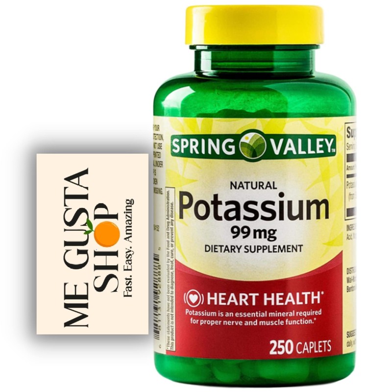Spring Valley Potassium Caplets 99 mg Dietary Supplement, 250 Count