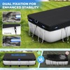 Holiwei 12x18 Ft Rectangular Pool Cover with Reflective Strips for