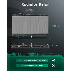 SCITOO Full Aluminum Radiator Replacement for 1995 1996 1997 for Toyota Tercel Sedan 1.5L 1750 Plastic Radiator