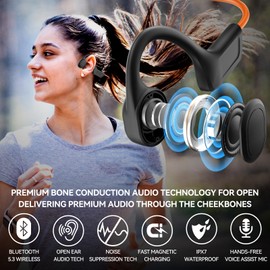 Generic CelsusSound Bone Conduction Headphones,Upgraded IPX7 Waterproof Wireless Earbuds,Open Ear Headphones Bluetooth 5.3 with Mic,10H Playtime for Running,Cycling,Hiking,Gym,Workout(Orange)