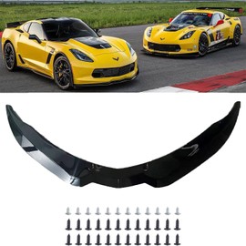 MUCO New 2Pcs Front Bumper Lip Compatible with Corvette C7 Z06 Stage 3 2014 2015 2016 2017 2018 2019 Gloss Black Front Lip Spoiler Replaces OEM #22922352 ABS Plastic