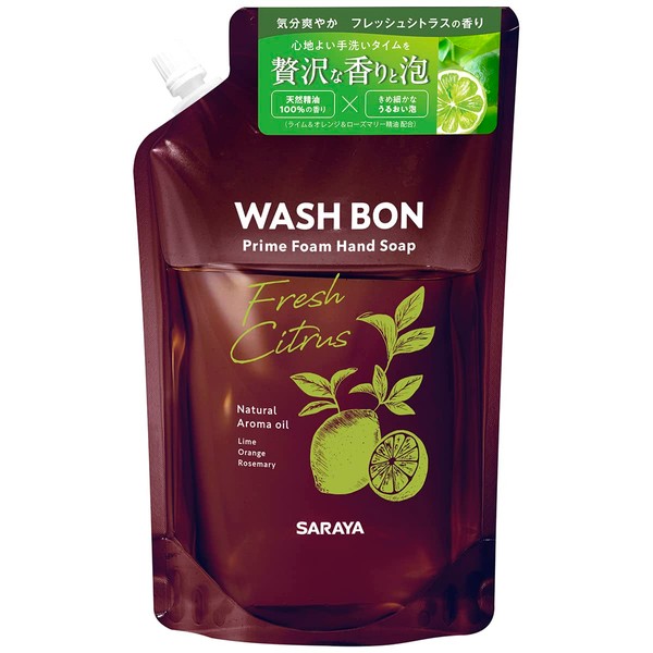 Saraya Washbon Prime Foam Fresh Citrus Refill, 16.9 fl oz (500 ml)