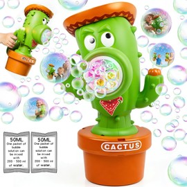 Cactus Bubble Machine for Children, Automatic Cactus Toy Bubble Maker for Toddlers, Rechargeable Battery-Operated Bubble Toys for Indoor and Outdoor Birthday Parties,Great Gift for Toddlers Aged 3+