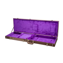 Crossrock Designer Series- Wooden Case for Fender Precision & Jazz Bass Guitars- Security Lock, Metal Feet, Storage Space- Chocolate Brown(CRW520BCB)