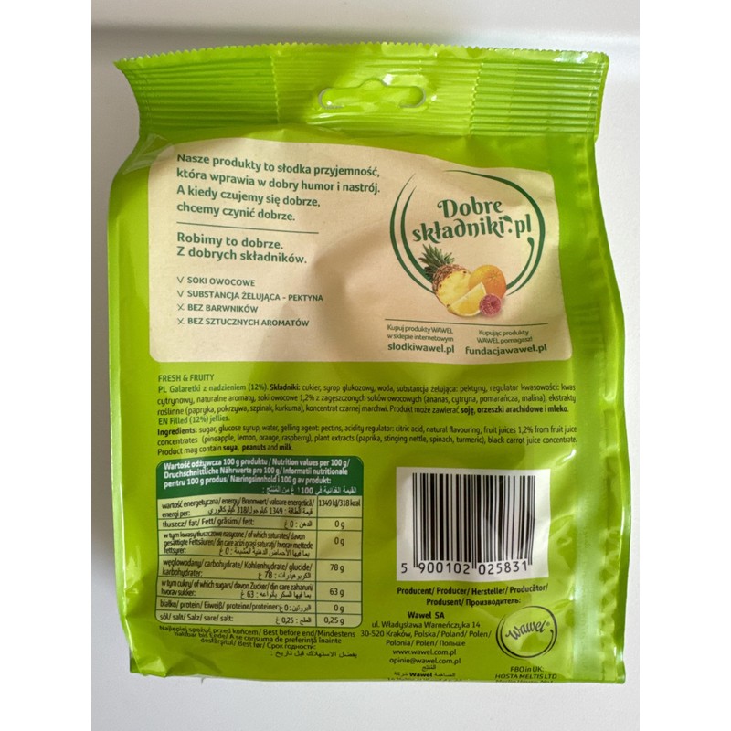 Wawel Fresh & Fruity Jellies - Orange, Pineapple, Lemon, Lime