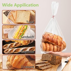 40 Pack Clear Bread Bags For Homemade Bread,Reusable Plastic Loaf Packing with Ties,Large Bags,Bulk Home Bakers And Large Bakery Owners (11.8x13.4x3.9 inch)