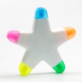 HiKin Brush Tip Highlighters, Creative Star Shape Light Color Fluorescent Pens Markers with 5 Colors, Great for Journal Planner Note Taking and Coloring Book, Non-Toxic & Odorless Watercolor.