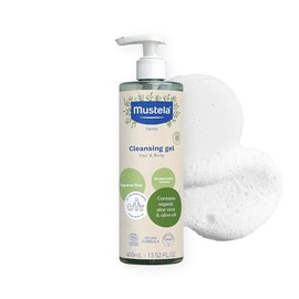 Mustela Gel limpiador orgánico certificado – Gel de lavado natural para cabello y cuerpo con aceite de oliva y aloe vera – para bebés, niños y adultos – sin fragancia, sin lágrimas, vegano y