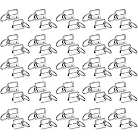 JIAKAI 50 Sets -1 Inch Key Fob Hardware Wristlet Set Wrist Key Chain Wristlet Sets with Split Rings Key Rings