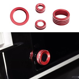 Zekrom Car Center Console Knob Cover for Toyota Tundra 2022-2023 for Sequoia 2023, Drive Mode Tune Cap, Rear Mirror Knob Cover, Start Push Button Trim, Multimedia Tune Knob Ring (8 Inch 4Pcs Red)