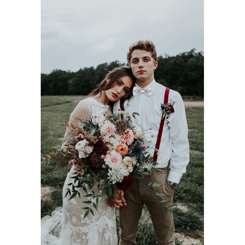 PINEPAN Men's Pre-Tied Bow Tie Simple Neck Bow Tie Adjustable