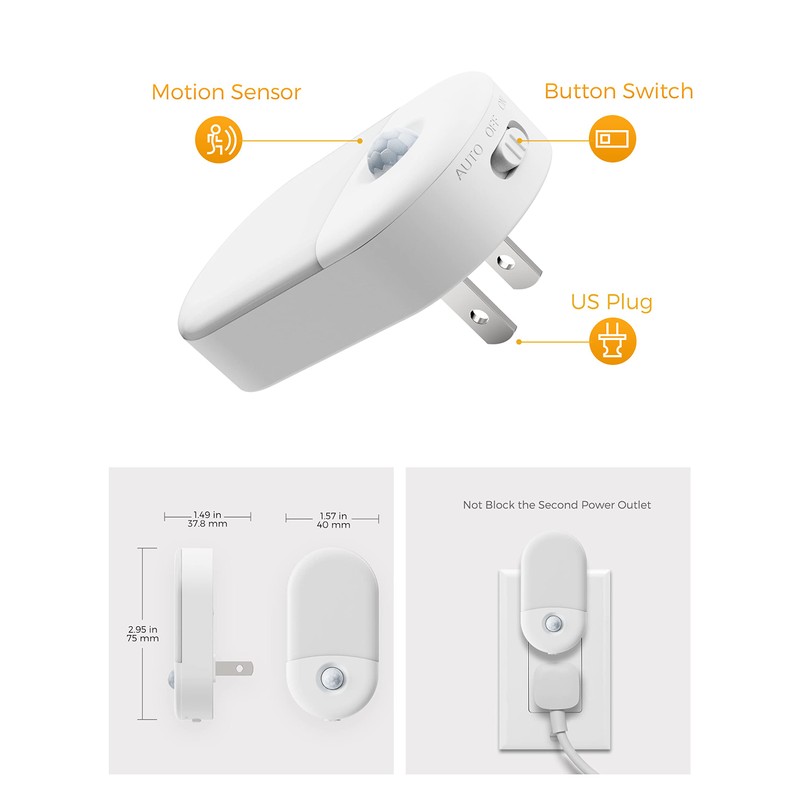 L LOHAS LED Amber Night Light, 2 Pack, Night Lights