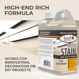 SamaN Interior Water Based Wood Stain - Natural Stain for Furniture, Moldings, Wood Paneling, Cabinets (Whitewash TEW-116-32, 32 oz)