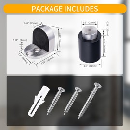 TOPTAKE Door Stoppers – Robust Magnetic Door Stopper and Holder for Enhanced Door Security, Fit for Doors Under 2.5 inches – Anti-Rust Stainless Steel Door Stops (1, Silver Black 1PCS)