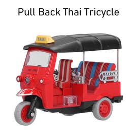 Alomejor Thai Tricycle Car Model, Retractable Thai Tricycle Simulation Alloy Tuk for Kids Vehicle Toy (Red)