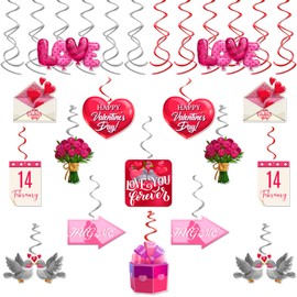 Valentine's Day Hanging Swirls Decoration 28 Pcs, Wedding Anniversary Heart Hanging Swirls Love Party Decor Supplies