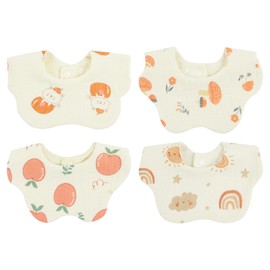 Vicloon Baby Bandana Drool Bibs, 6 Layer Cotton Wave Muslin Baby Bibs with 2 Adjustable Snap, 360° Rotating Neck Baby Drool Bibs,Flower Cotton Dribble Infant for Newborns, Toddlers