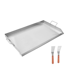 Universal 36x22 Inch Stainless Steel Flat Top Rectangular Gas Grill Griddle Portable BBQ Teppanyaki PlateSize: Size 36x22 inch, Material: Stainless Steel
