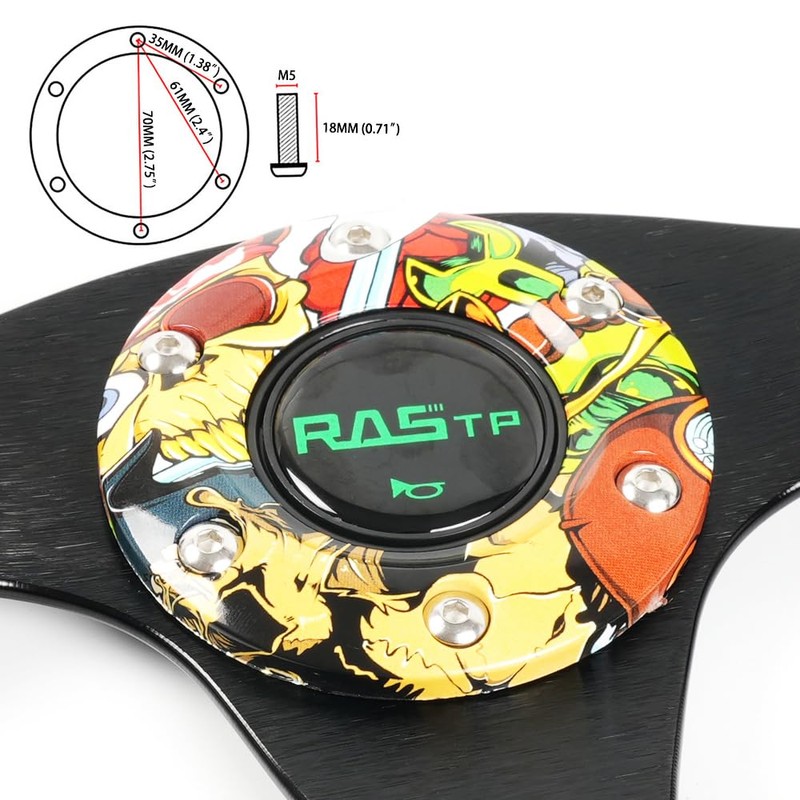 RASTP - Volante universal de carreras, 12.8 pulgadas/325 mm con