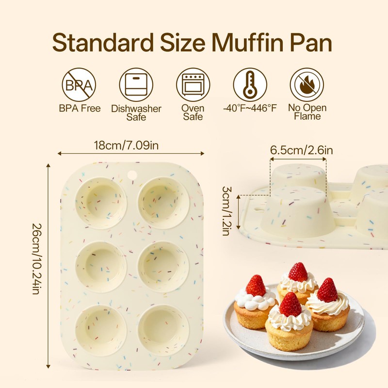 2 Pack Silicone Muffin Pan for Baking, Regular Size Nonstick