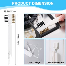 Deep Gas Stove Brass Wire Brushes, 4-in-1 Gas Stove Cleaning Brush Kitchen Scrubber Brush with Stiff Bristles Cooktop Scraper for Range Hood Grease Grime Stovetop Cleaning(2 Pcs)