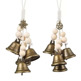 Witch Bells Garden Wind Chime, Witch Bells for Door Knob for Protection, Mystical Wind Chime Garden Handmade Chime Made of Iron and Wood, Exquisite Wind Chime for Outdoors, Hanging Wind Chime