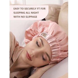 Years Calm Gorro Seda Dormir Mujer Doble Capa Banda Elástica Ajustable Suave Satén