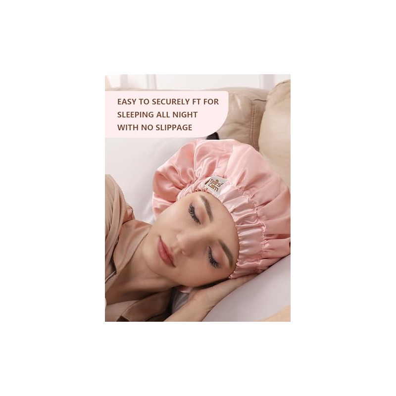 Years Calm Gorro Seda Dormir Mujer Doble Capa Banda Elástica
