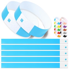 SARUCO Disposable Wristbands for Events, Admission Control, Festivals, Live Events, Sports Events, Parties, Amusement Parks, Waterproof, 100-Piece Pack, 500-Piece Pack, 1000-Piece Pack, 10 Colors