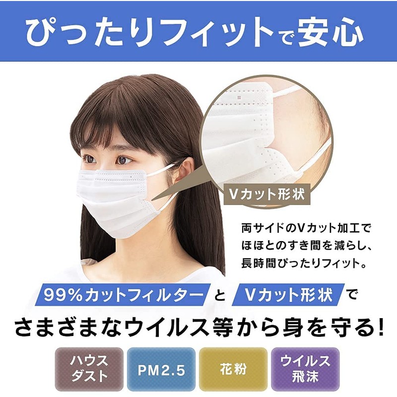 Iris Ohyama APN-60LW Pleated Masks, Non-Woven Fabric, Color Mask, Quantity: