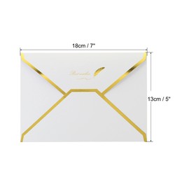 PATIKIL 20 Pcs B6 Envelopes v Flap Invitation Envelopes Business Envelopes Gold Border Style Wedding Birthday White