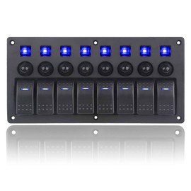 BLLYOGU 8 Gang Boat Rocker Switch Panel Marine Switch Panel Waterproof Marine Toggle Switches ON/Off with Circuit Breaker for Car RV Truck Automotive 12V-24V