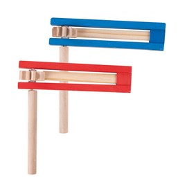 P'tit Clown 22396 Wooden Rattle-Random Color, White/Red