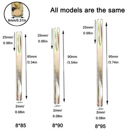Steel Split Spindle 8 x 90mm Door Window Handle Spindle Rod Square Slotted Spindle Bar Replacement for Window & Door