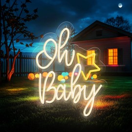 Oh Baby Neon Sign Gift for Men Women Led Lights Led Sign Wall Lights Light Up Sign Room Light Led Wall Art Home Room Bedroom Living Room Bathroom Wall Aesthetic Decor for Teen Girls