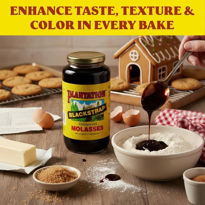 Plantation Blackstrap Molasses 31 oz Bottle – Unsulphured, Thick &