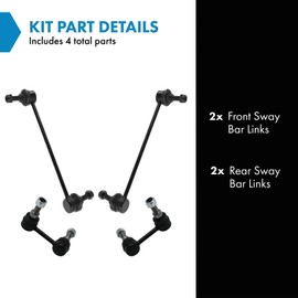 TRQ Front & Rear Sway Bar Stabilizer Link Set Compatible with 2009-2018 Dodge Journey