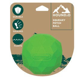 Hound2O Dog Chew Toys - Squeaky Fetch Ball, Green - Tough, Engaging, & Interactive Toys for All Breeds - Chew, Chase, & Fetch - Durable Non-Toxic Materials That Float, Easy to Clean for Outdoor Play